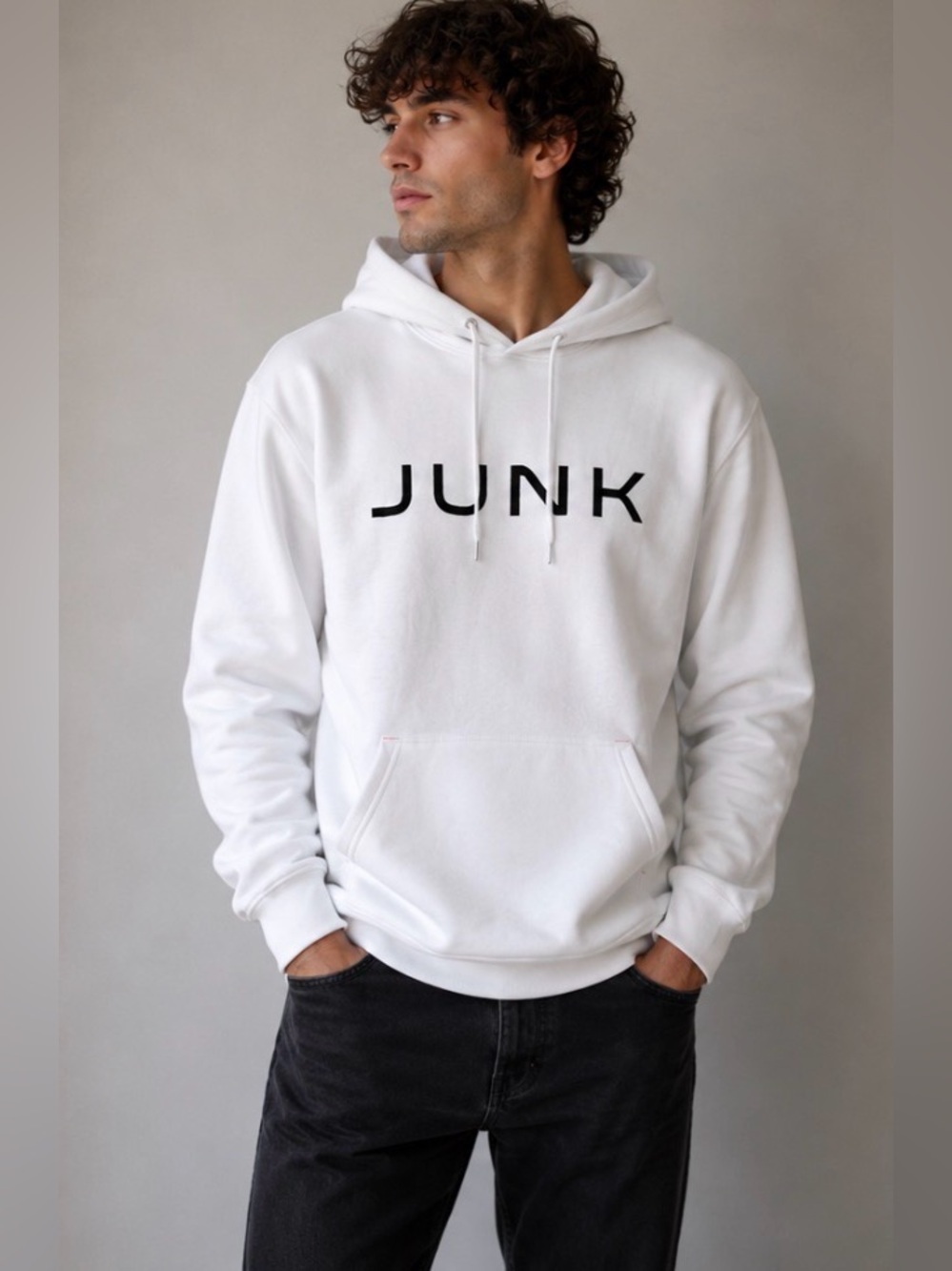 New Junk White Black Sweatshirt Hoodie Classic Style Men’s Unisex XS Streetwear
